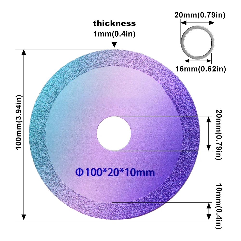 1-10pcs Ultra-Thin 100mm Diamond Saw Blade, for Tile Glass Marble Polishing, Fits Angle Grinder - view 3