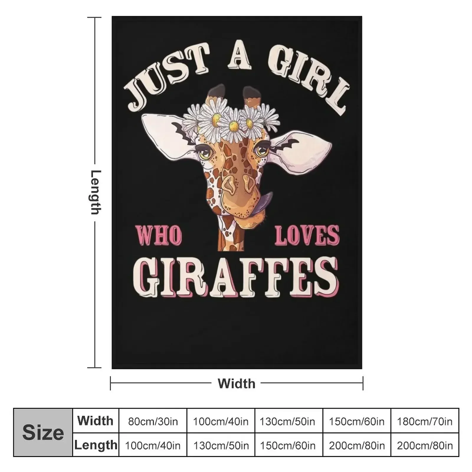 Just A Girl Who Loves Giraffes Giraffe Throw Blanket couch cozy soft plush fuzzy picnic outdoor blanket