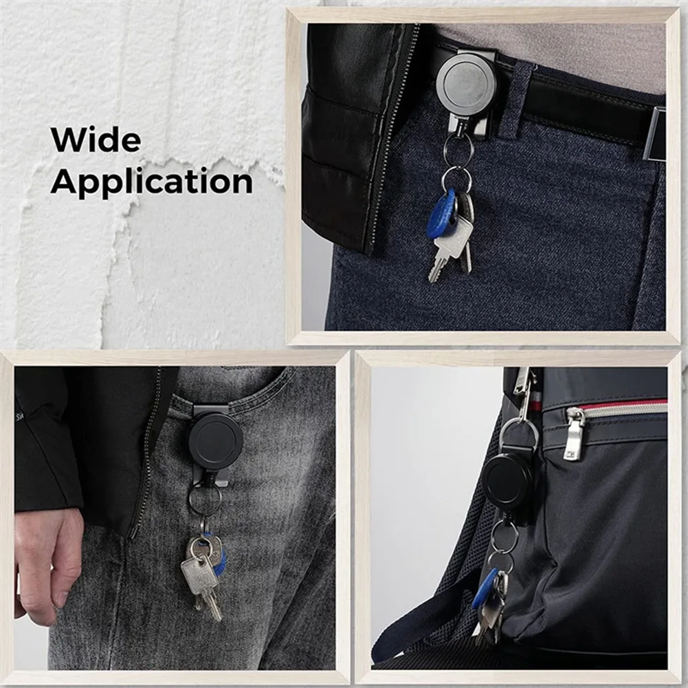 Heavy Duty Retractable Keychain With Belt Clip, 360° Retractable Keychain Heavy Duty With Wire Rope And Key Ring 2Pack