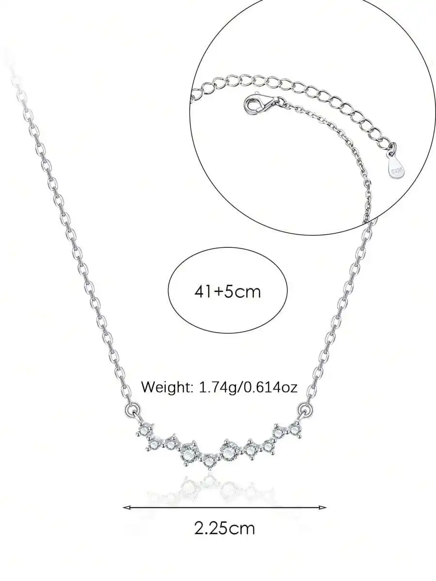 

Elegant 925 Sterling Silver CZ Starburst Pendant Chain Necklace For Adults