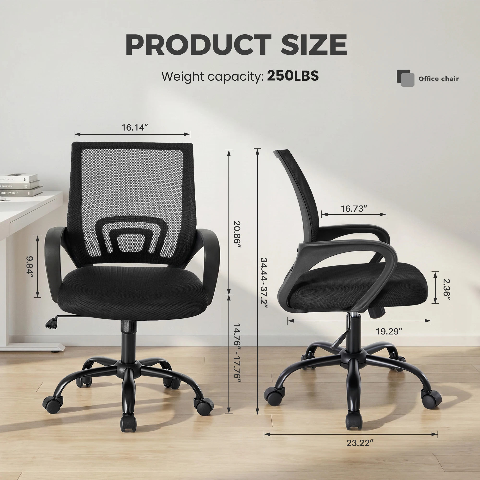 #￥JHK Ergonomic Office Desk Gaming Chair Mid Backwith Lumbar Support Rocking ModeHeight Adjustable