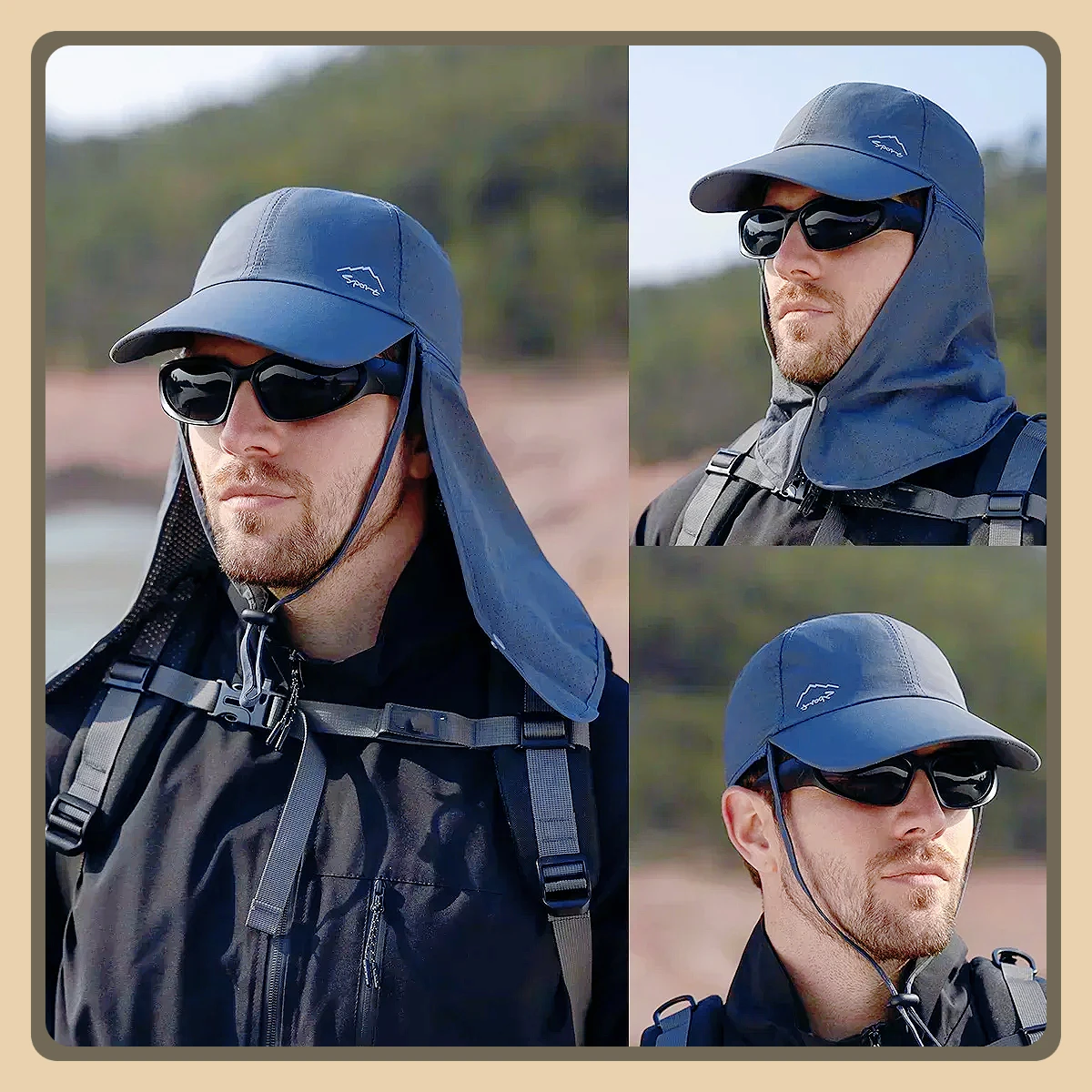 

1Pcs Summer Sun Protection Baseball Cap with Detachable Neck Flap 360° Visor Hat for Mens Outdoor Hiking Fishing Shawl Sun Hats