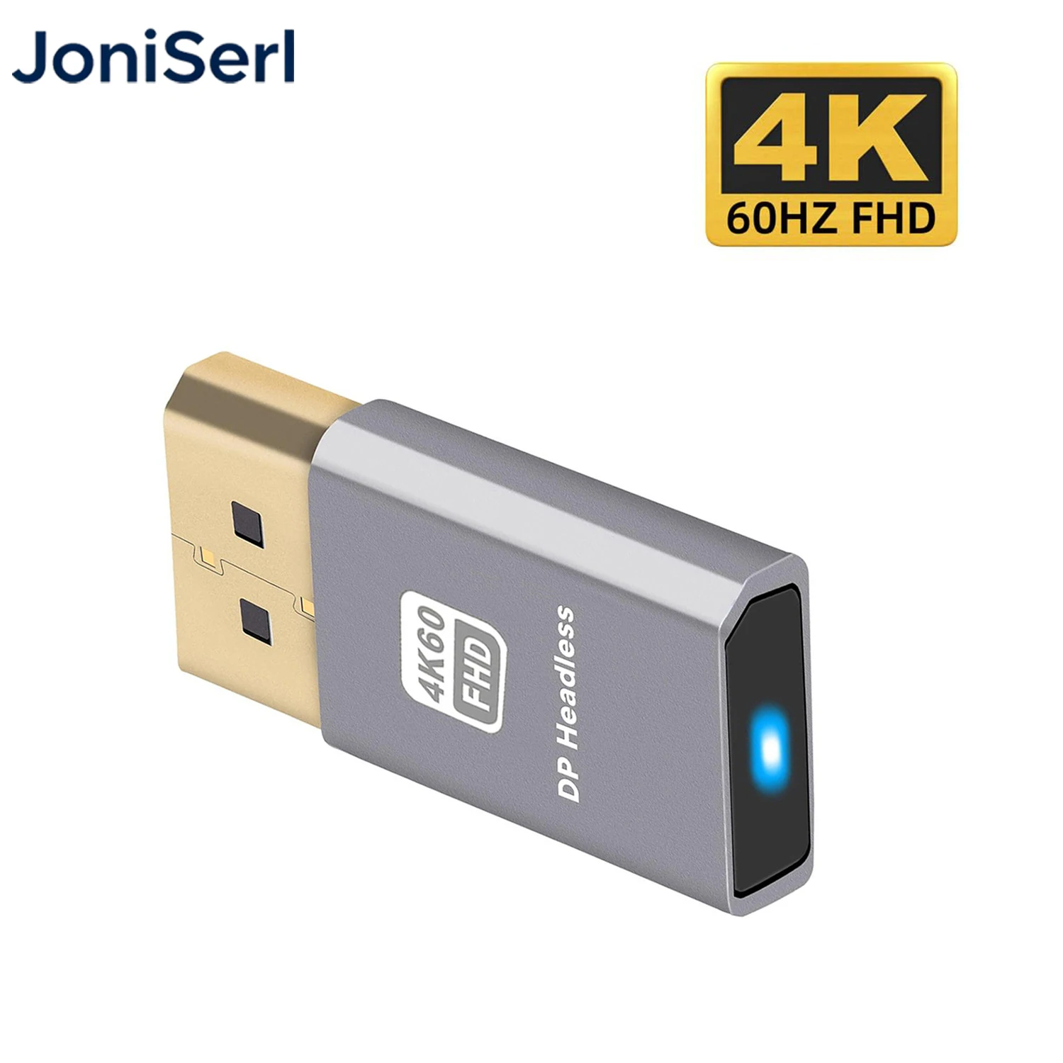 JonISerl DP Virtual Display Displayport Active Adapter 4K@60Hz Dummy Plug Headless Ghost Emulator 1080p@120Hz