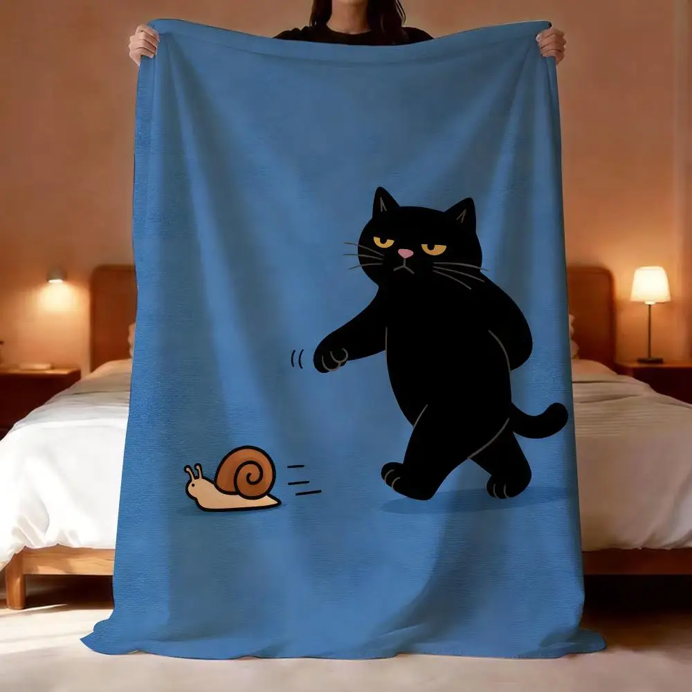 Cute Animal Theme Cute Cats Throw Short Plush Throw Blanket Soft Skin-Friendly Multi-Scene Home Office