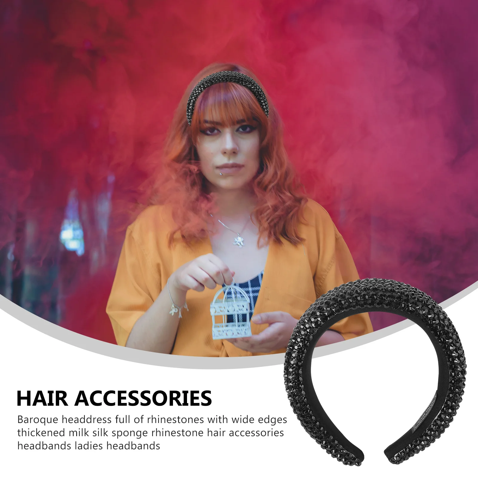 1Pcs Rhinestone Headband Baroque Wide Brim Crystal Headdress Bridal Hair Accessory for Wedding Engagement Party