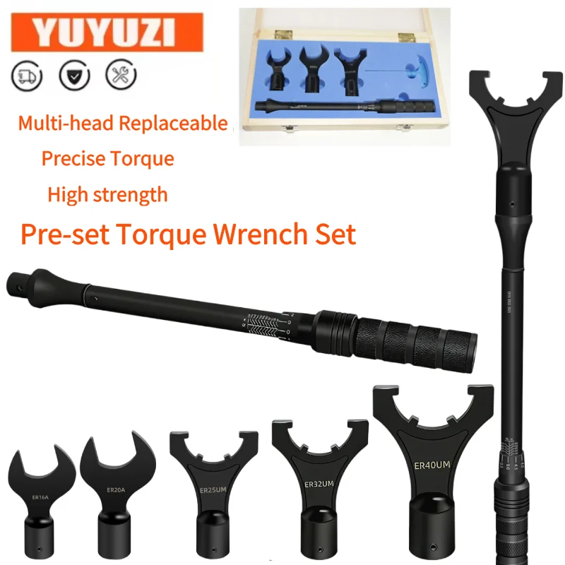 Precise CNC Torque Wrench Set ER16 ER20 ER25/32 Machining Center Tool Holder Wrench 20-220Nm A M UM Nuts Preset Type Pro Spanner