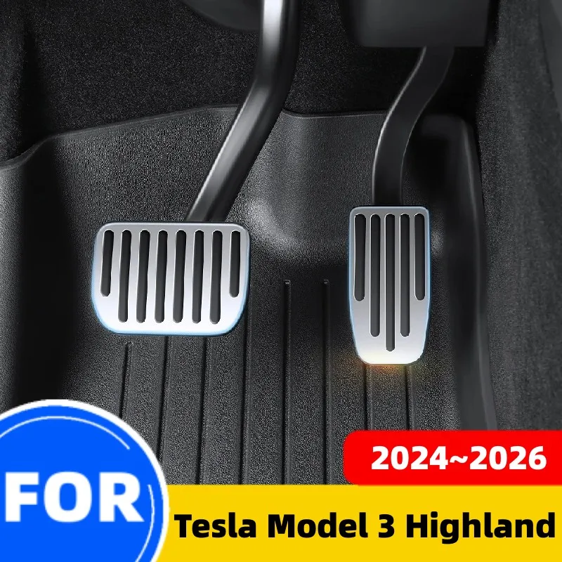 For Tesla Model 3 Highland 2024 2025 2026 Car Foot Pedals Protect Cover Accelerator Gas Fuel Brake Pedals Snap-fit Install Cover