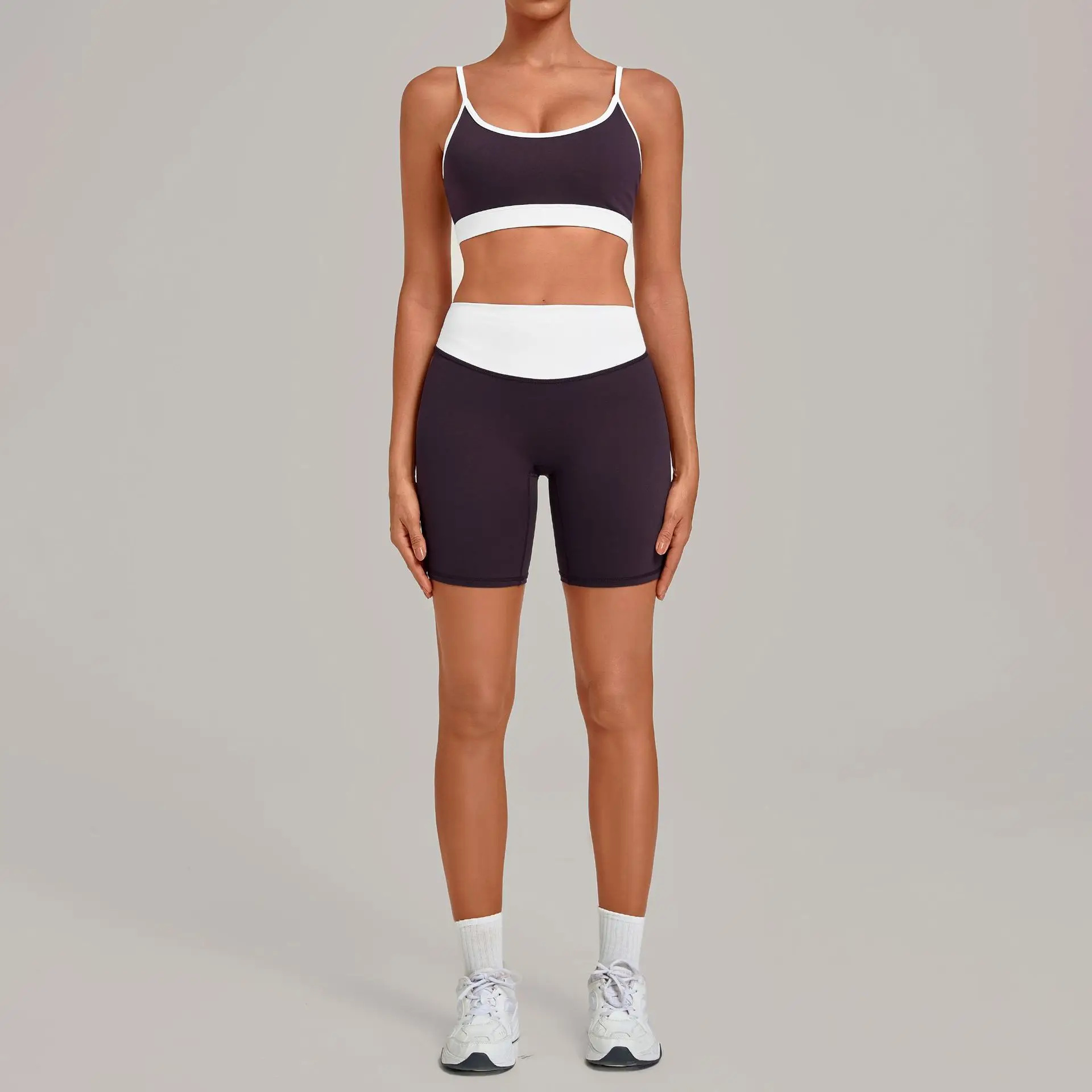 Women's Gym Workout Sportswear Color Block Yoga Sets Premium Double Strap Activewear Fitness Gym Sets Womens 2 Piece