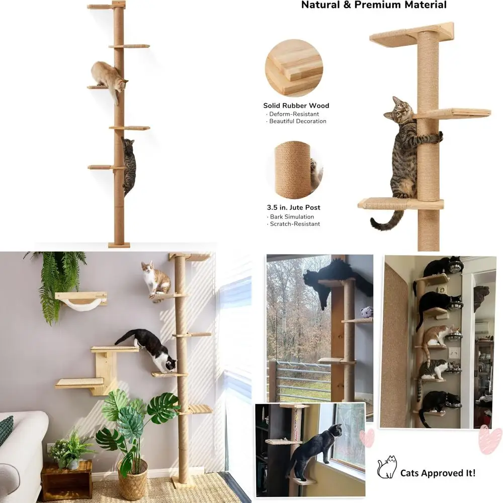 

5-уровневое высокое кошачье дерево с настенной когтеточкой для котят, имитирующая естественная среда обитания