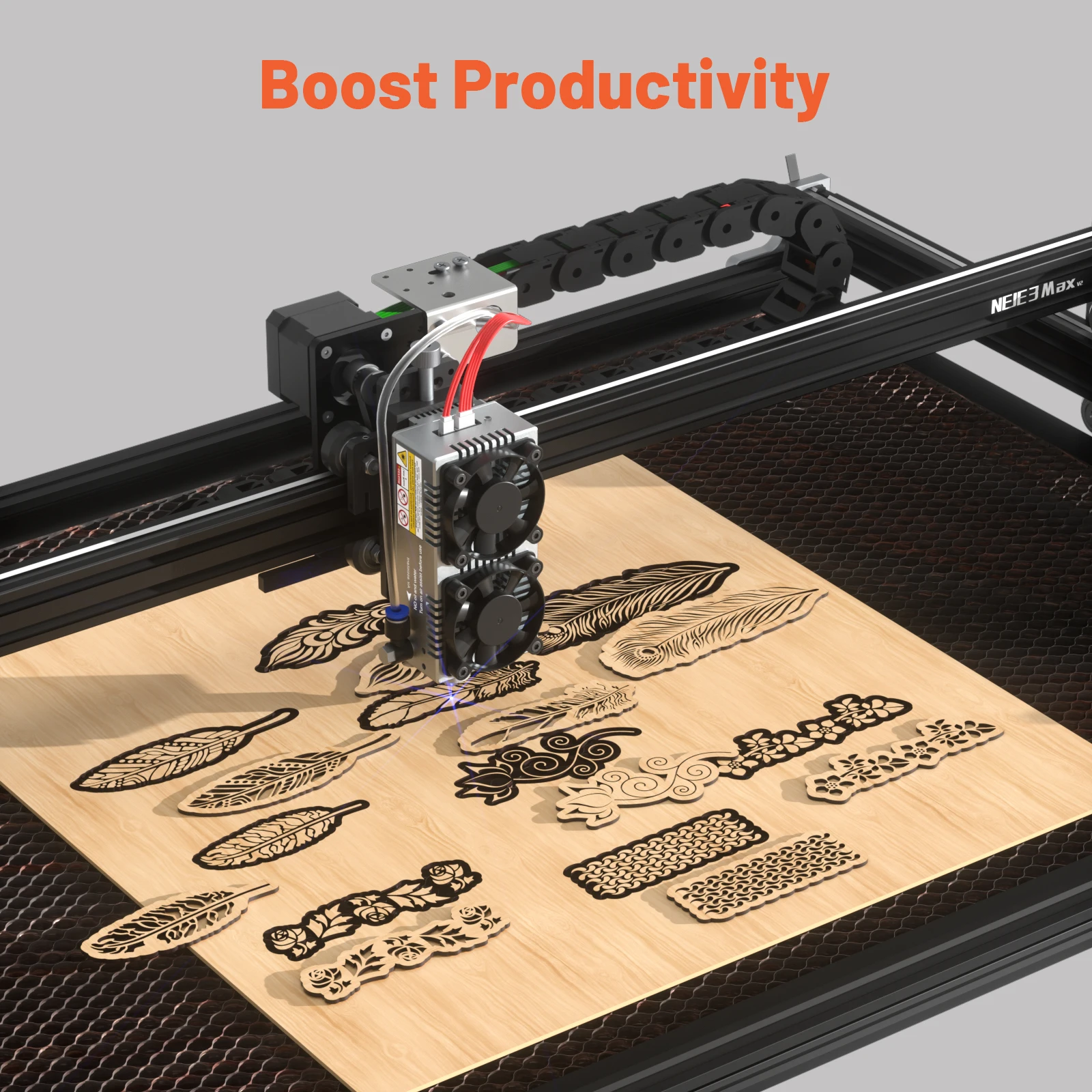 NEJE-Profissional CNC Laser Cortador Gravador, Máquina De Gravura De Metal, Corte De Madeira, Ferramenta DIY com Controle Offline, 3 Max V2, E80,