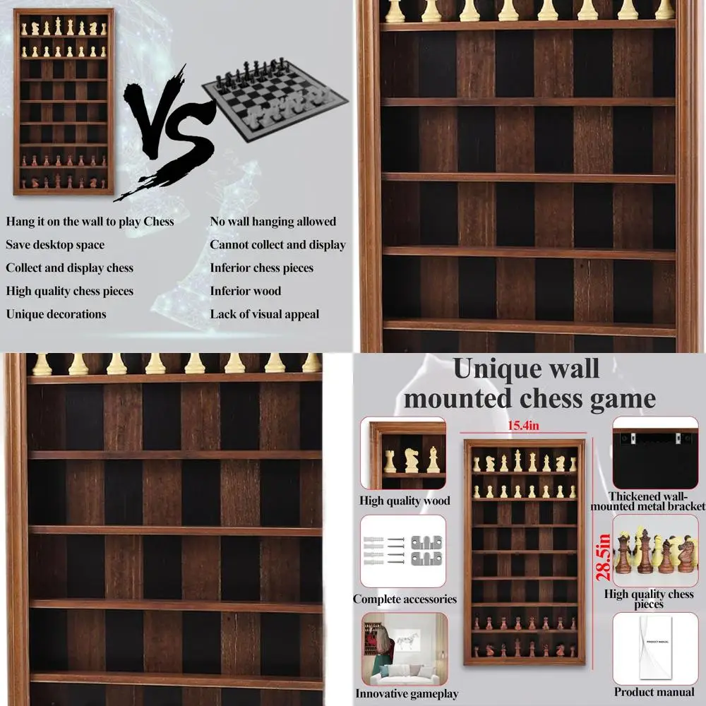 

Vertical Wooden Giant Chess Set for Home - Family Fun and Artful Decor (Flame)