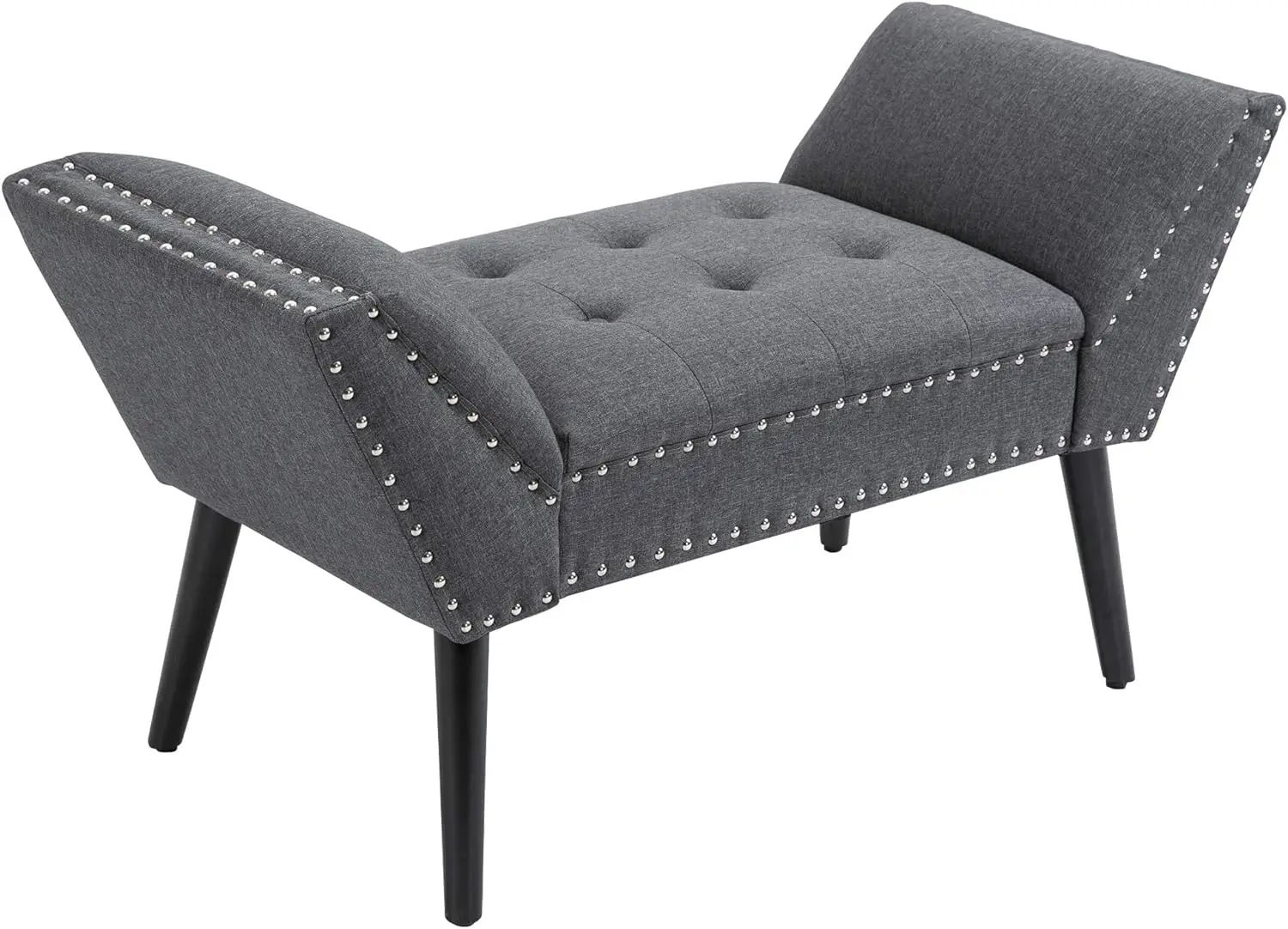 Modern Button Tufted Sitting Bench, Accent Fabric Upholstered Ottoman for Bedroom or Living Room