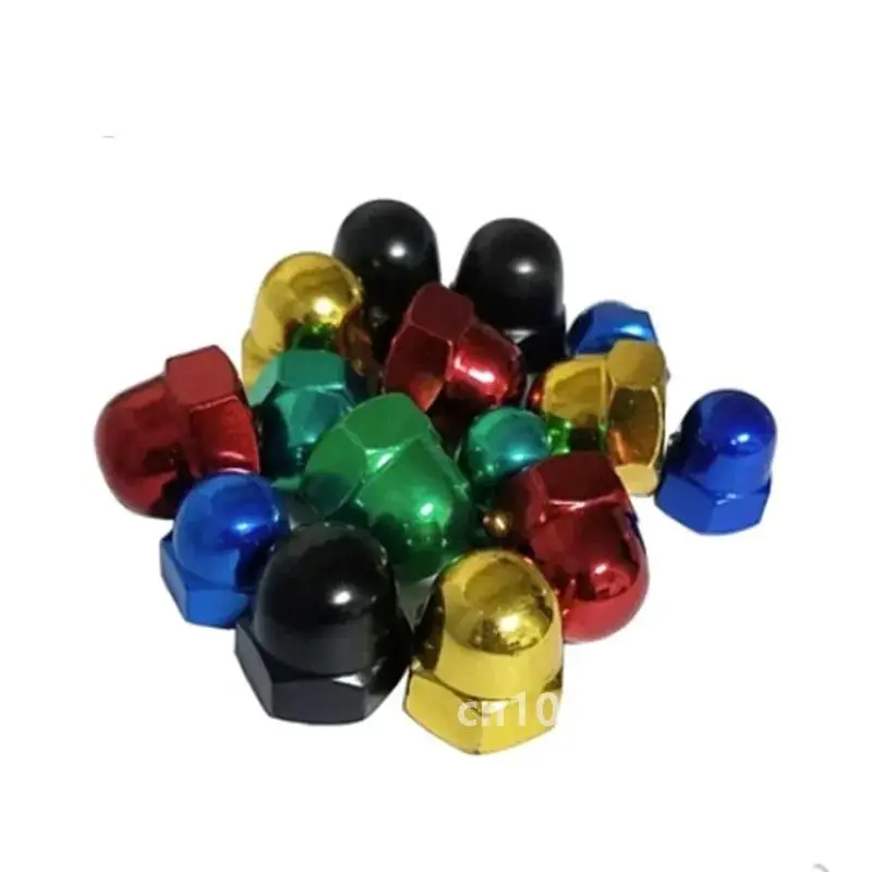 10pcs M6 M8 M10 M12 steel with colourful red black gloden green blue DIN1587 Cap Nuts Decorative Acorn Nut