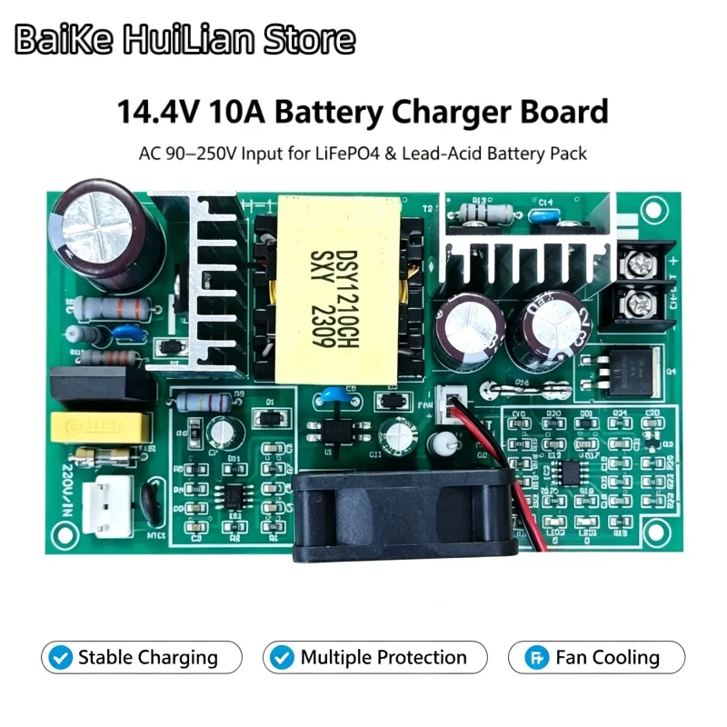 1pcs/lot 14.4V 10A AC‑DC Charging Board AC90‑250V Multiple Protection Charger Module For LiFePO4 Lead‑acid Battery Pack