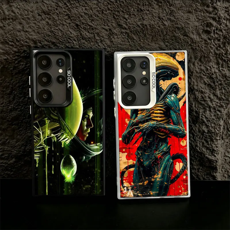 COOL A-Alien Xenomorph Phone Case for Samsung S26 Ultra S25 Edge S24 FE S23 FE S22 Plus Galaxy S21 S20 Cover Back Anti-fall Patt