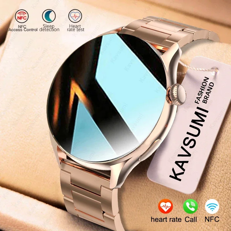 2024 NFC Smart Watch Women 390*390 Screen GPS Movement Track Sport Watches Women Magnetic Charging Bluetooth Call ECG Smartwatch