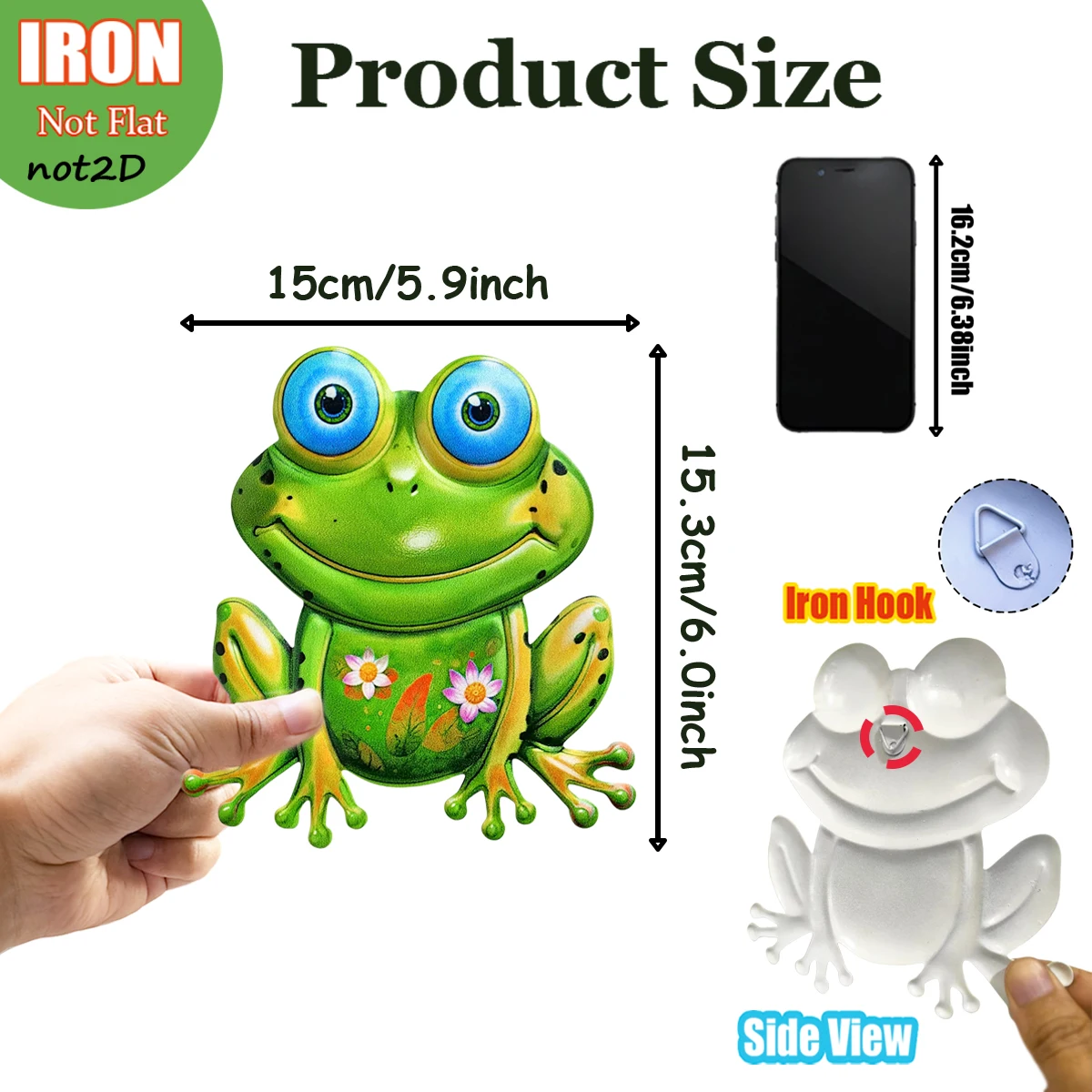 Vibrant Colors Metal Frog Wall Art Hanging Frog Sculpture Ornaments Garden Yard Sheds Decor for Home