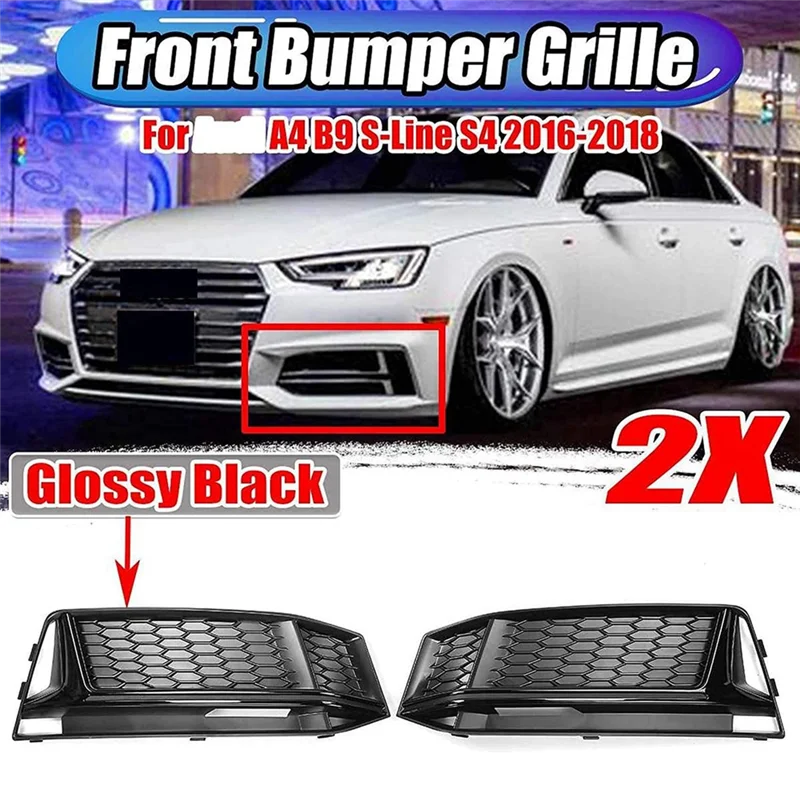 8W0807681K 8W0807682K Fog Light Grille Fog Light Frame Bumper Honeycomb Lower Grid Grille Auto for Audi A4 B9 S-Line S4