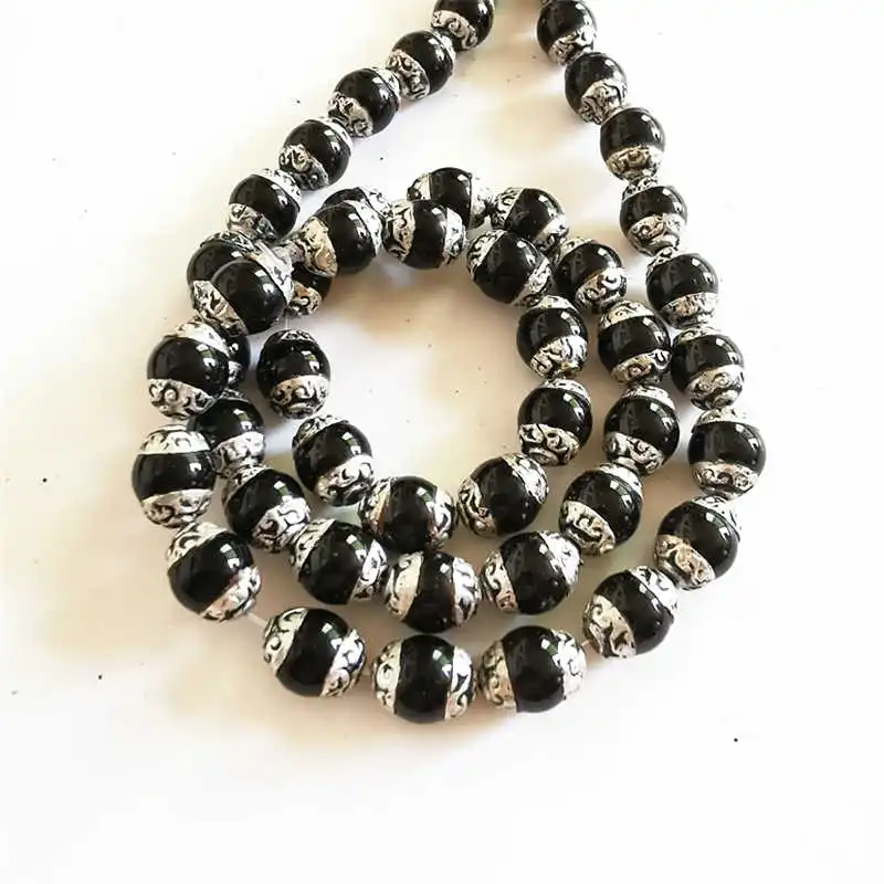 10PCS Tibet Handmade Beads Capped Natural Stone Beads Agates Lapis Beads TSB0207