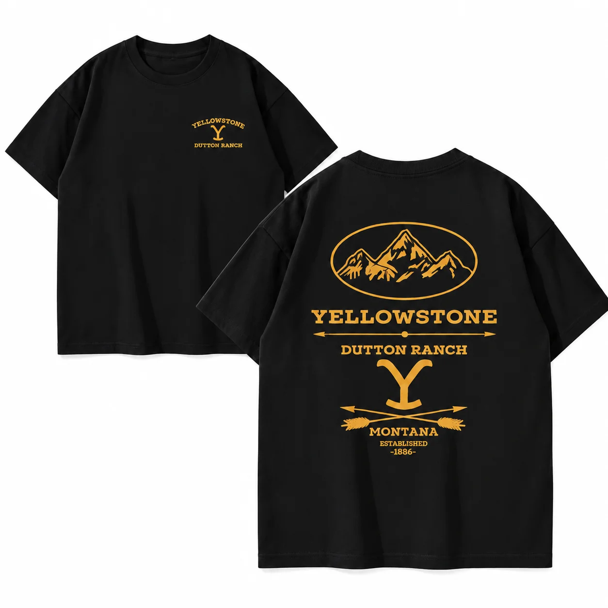 Men's Women's Oversized Crew Neck T-Shirt Yellowstone Dutton Ranch Montana Western Short Sleeve Vintage Country Casual Tee