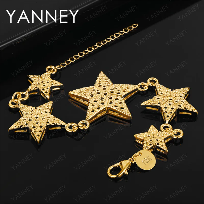 

Luxury 925 Silver 18K Gold 8 Inch Delicate Star Bracelet Women's Party Jewelry Fashion Gift Accessory