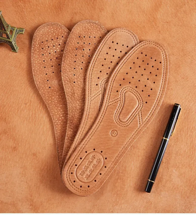 Echte Rindsleder-Einlegesohlen für Schuhe und Stiefel, Weiche, Atmungsaktive, Geruchshemmende, Rutschfeste, Stoßdämpfende Einlagen – Detail 13
