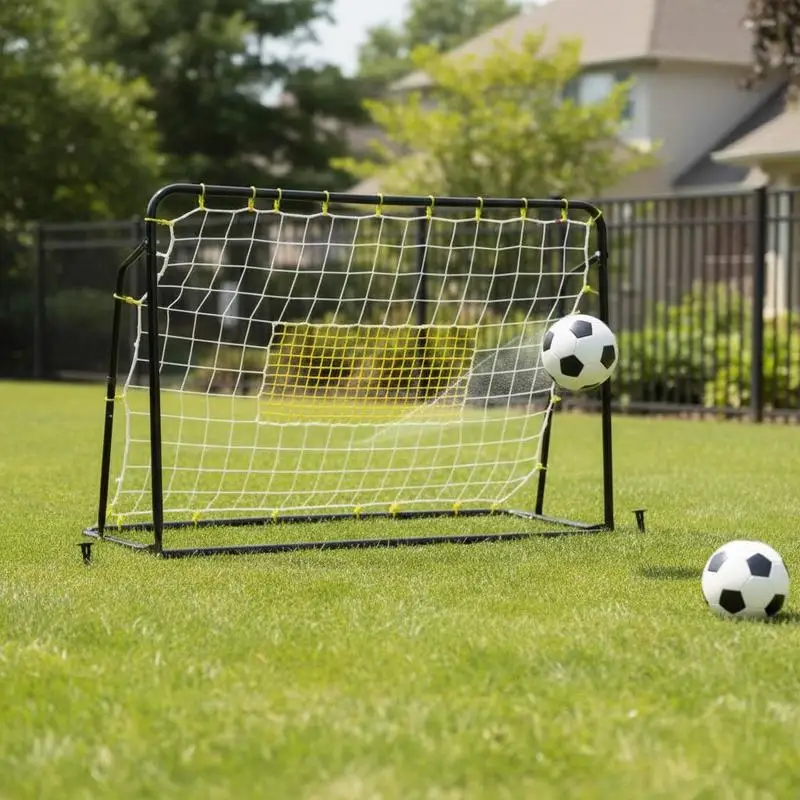 

2-in-1 Kids Soccer Rebounder and Soccer Goal with Adjustable Height-Black