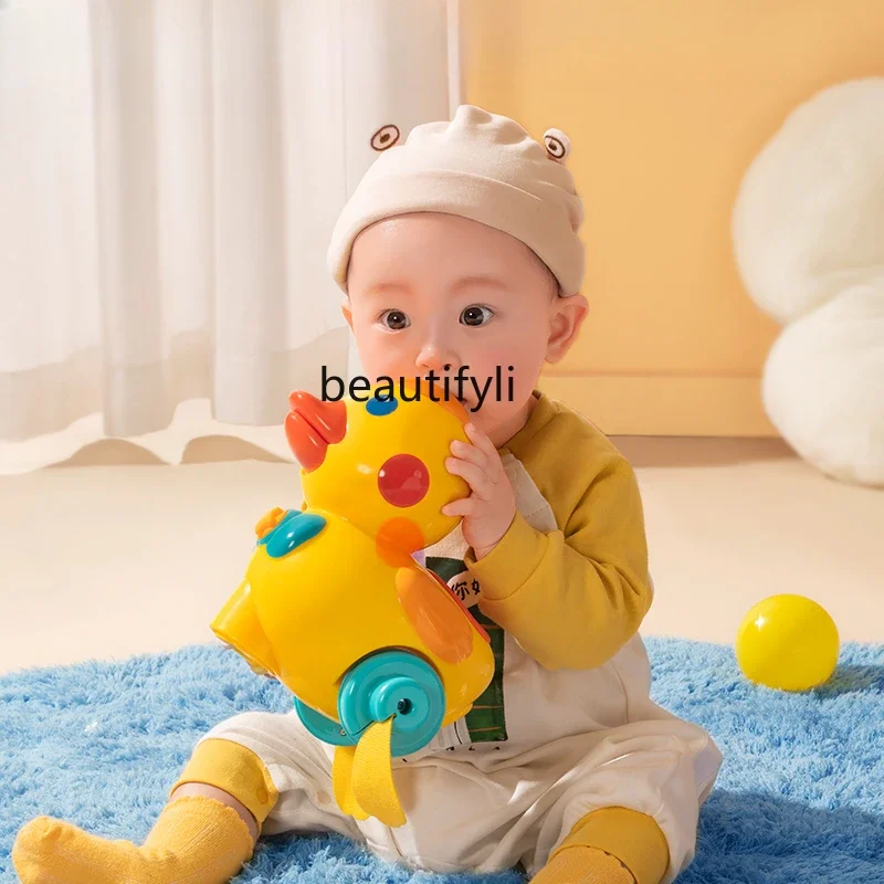 

Puzzle obedient little yellow duck toy 6 months baby guide head up to learn to crawl