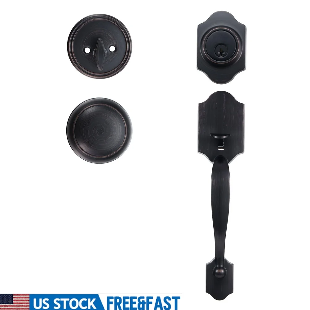 

Durable Zinc Alloy Front Door Handle Deadbolt Set Reversible Knob Easy Installation Security Lock Hardware Home Use