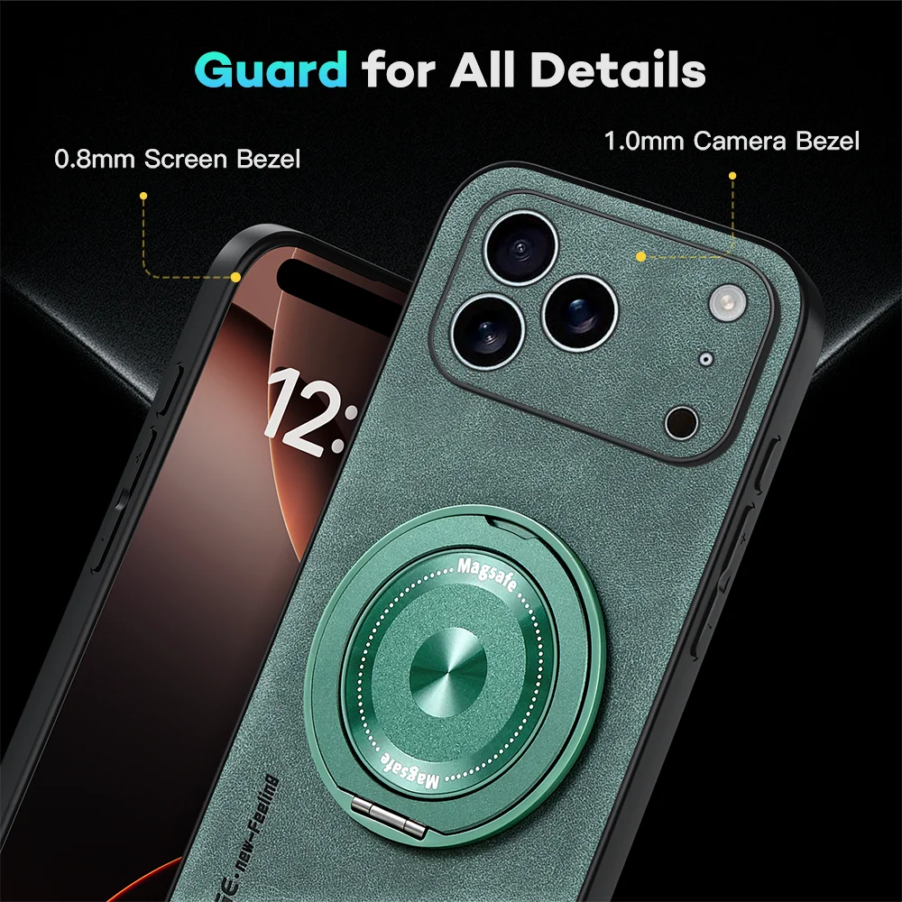 Retro PU Leather Astronaut Pattern For Magsafe Magnetic Case For iPhone 17 Air 16E 15 14 Puls 13 12 11 Pro Max Shockproof Cover