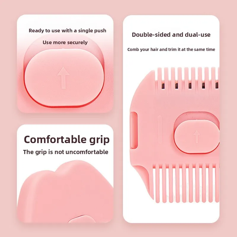 Alat Pemotong Rambut Bayi 2-in-1, untuk Poni Anak, Rambut Rusak, Ujung Rambut Bercabang, Sisir Tipis, Perawatan Rambut, Sisir Mini Portabel