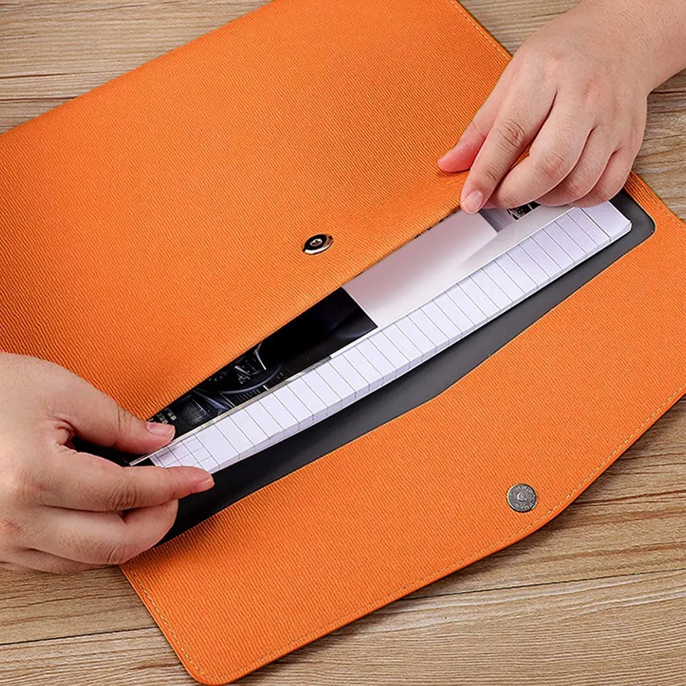 Cartella portadocumenti A4 in pelle PU portadocumenti portadocumenti portadocumenti impermeabile con chiusura a scatto (marrone)