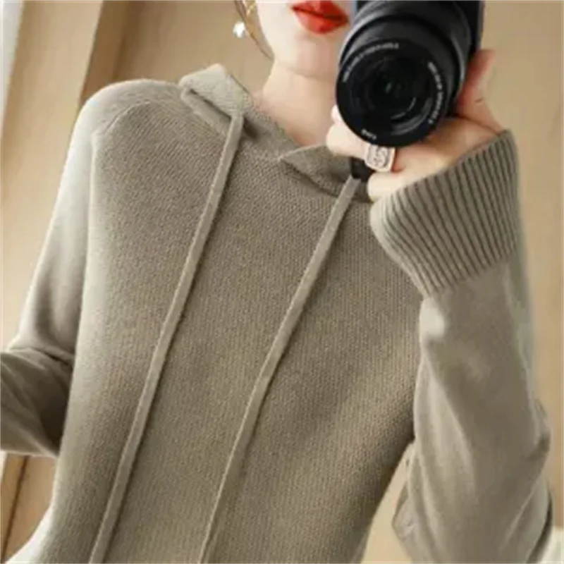 

2025Knitting Hooded Coat Ladies Top High-Quality Sweater Women's Spring Autumn New Mother Fashion Pullover Jacket Ladies Outcoat