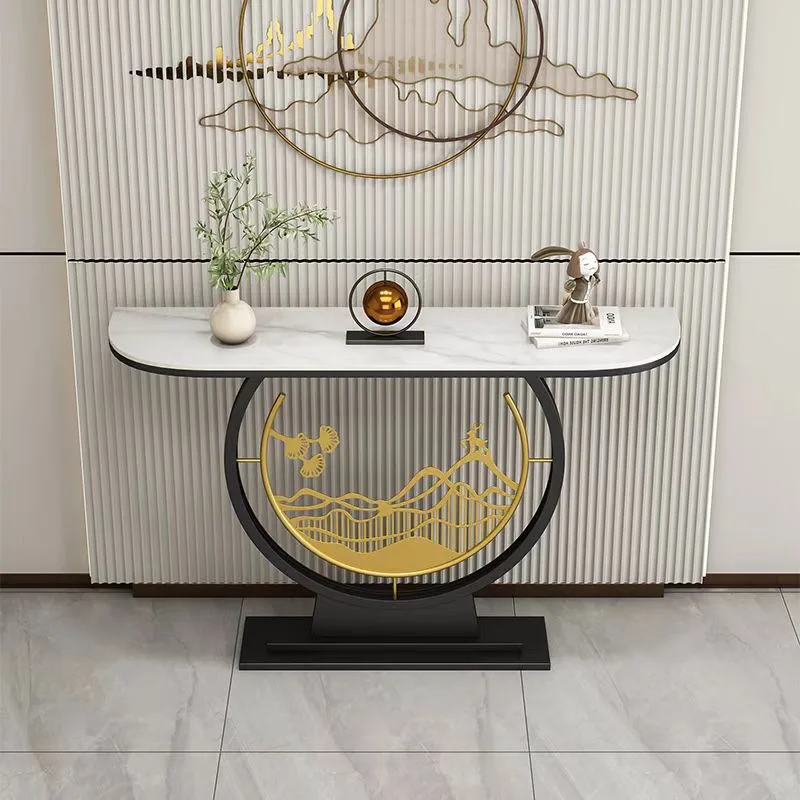 Light luxury rock slab entrance table Modern simple entrance entrance entrance cabinet High-end creative end view table New Chin