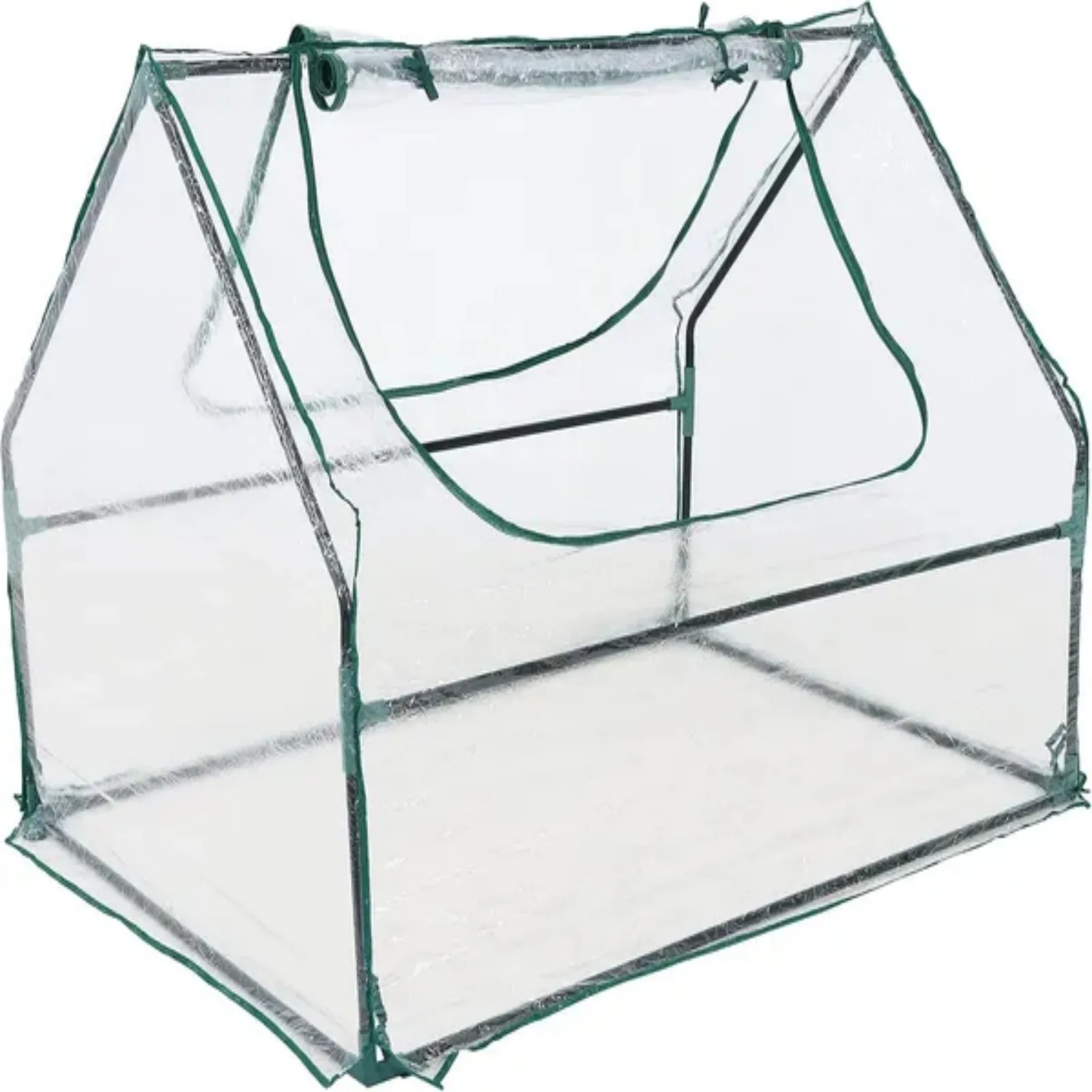 Outdoor Portable Mini Greenhouse Tent with 2 Zippered Side Doors and Iron Tube Frame - Clear - 4' x 3'