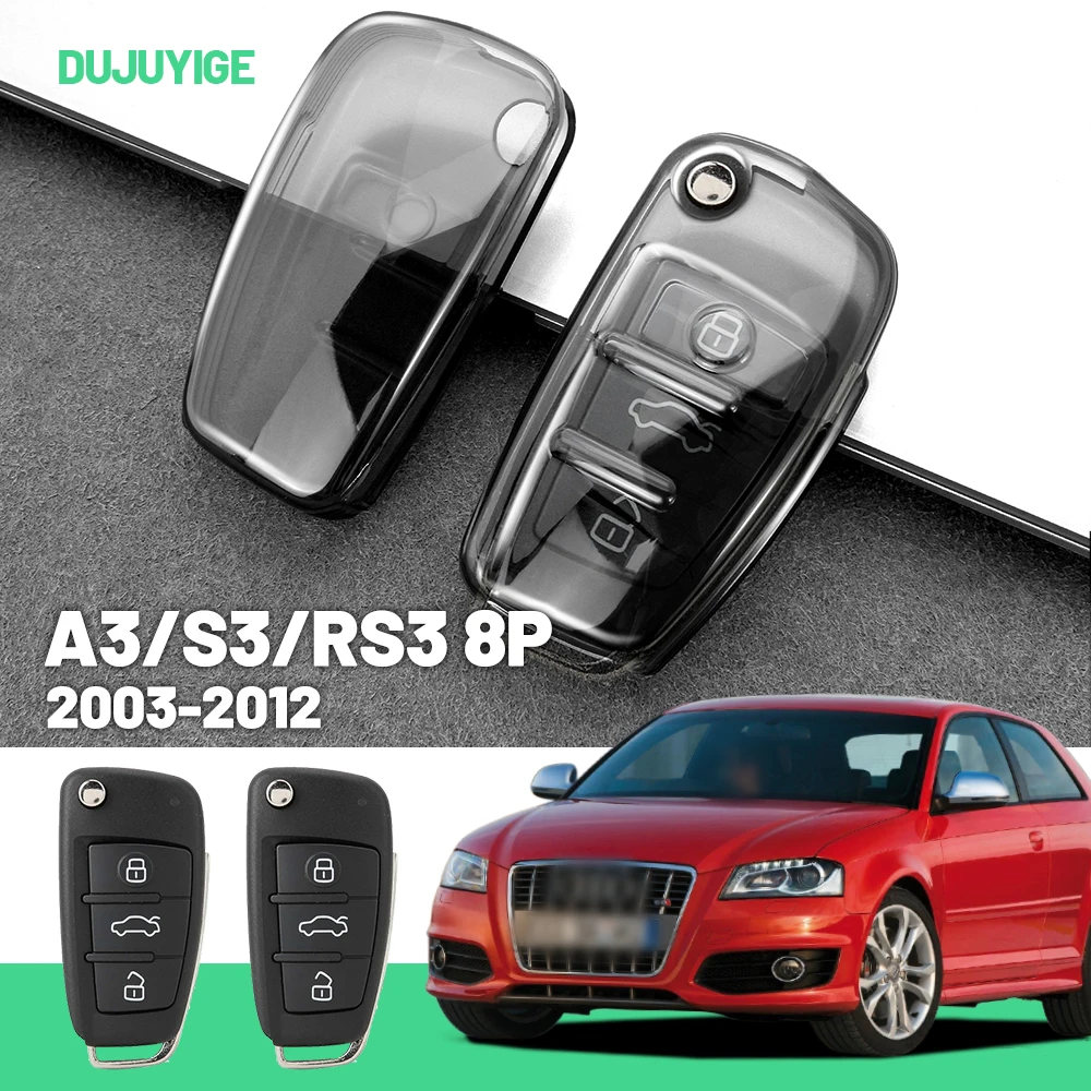 Clear TPU Car Key Case For Audi A3 S3 RS3 8P 2003-2012 Key Fob Cover Protector Shell Auto Accessories 2004 2005 2006 2007 2008