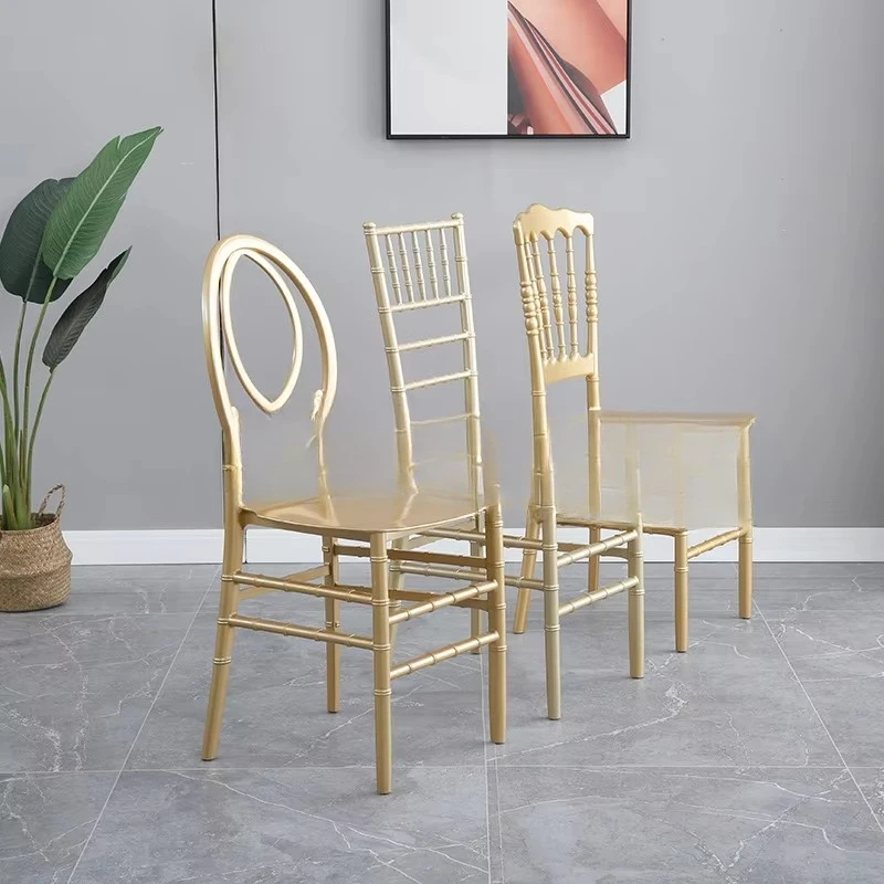 

Shiny Gold Chrome Polypropylene Plastic Resin Chiavari Phoenix Chair for Wedding Events Party Rental