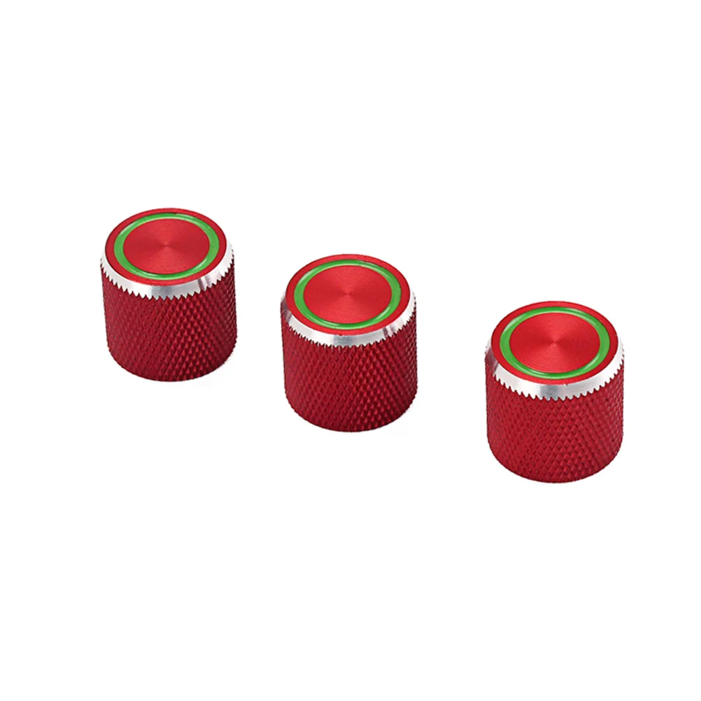 

3pcs Knobs Electric Guitar Volume Tone Control Caps Metal Top Hat Replacement For Guitar Parts Accessories Green Ring