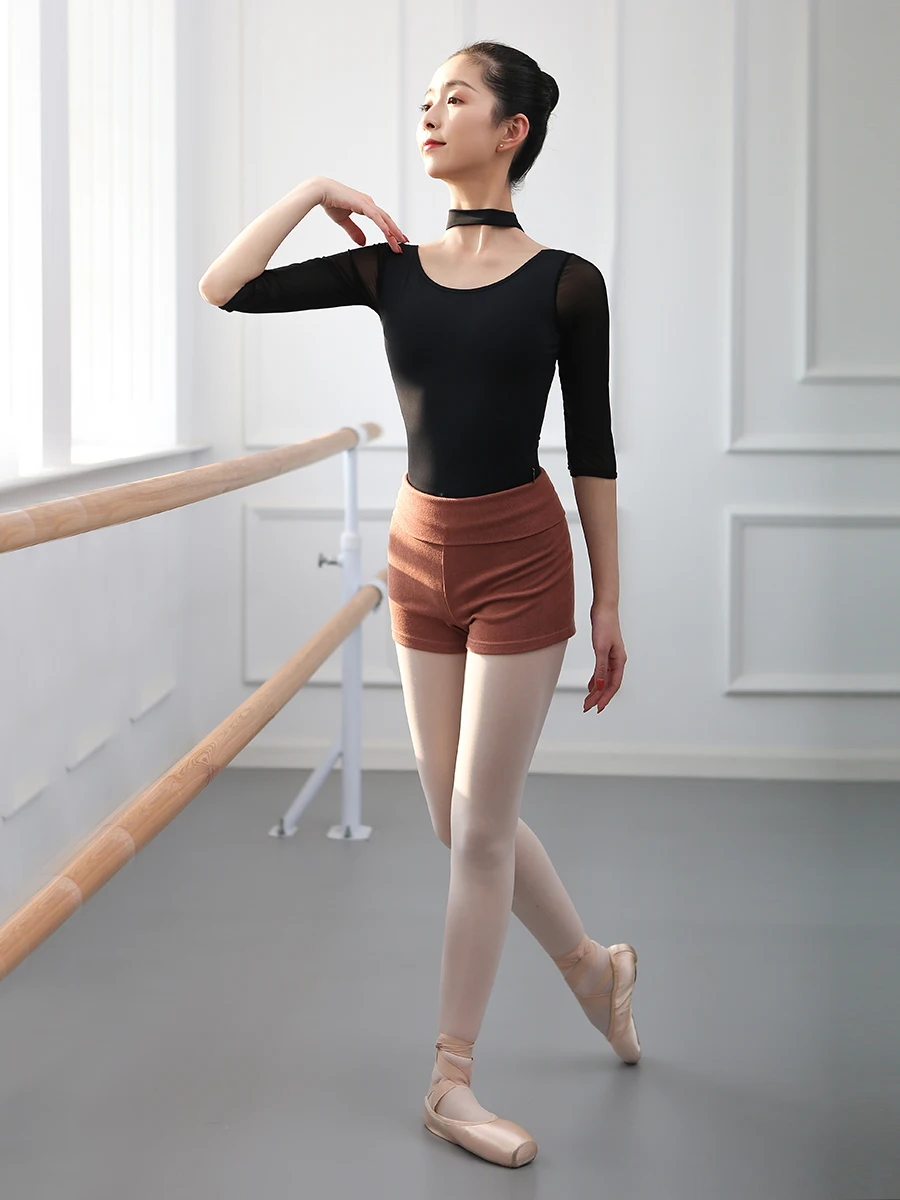 Autumn and Winter High Waist Knitting Shorts Dance Training Pants Adult Women's Three Ballet Clothes