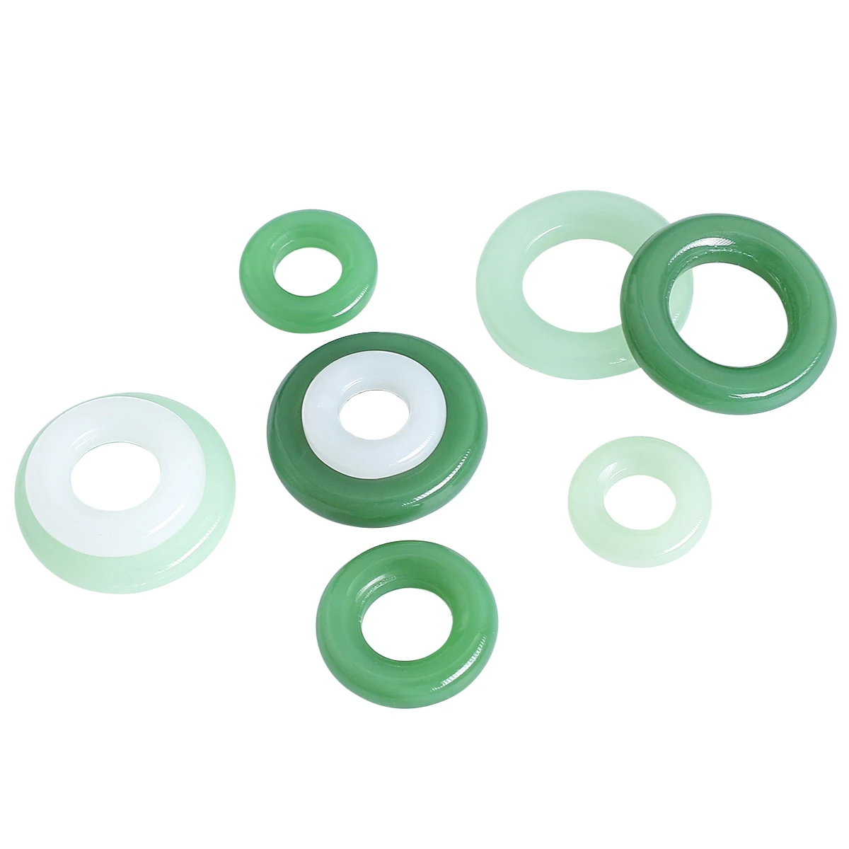 5pcs/bag Glass Circular Beads With Big Hole 16/20/25mm Green Color Loose Spacer Beads Handmade DIY Making Necklace Accessories