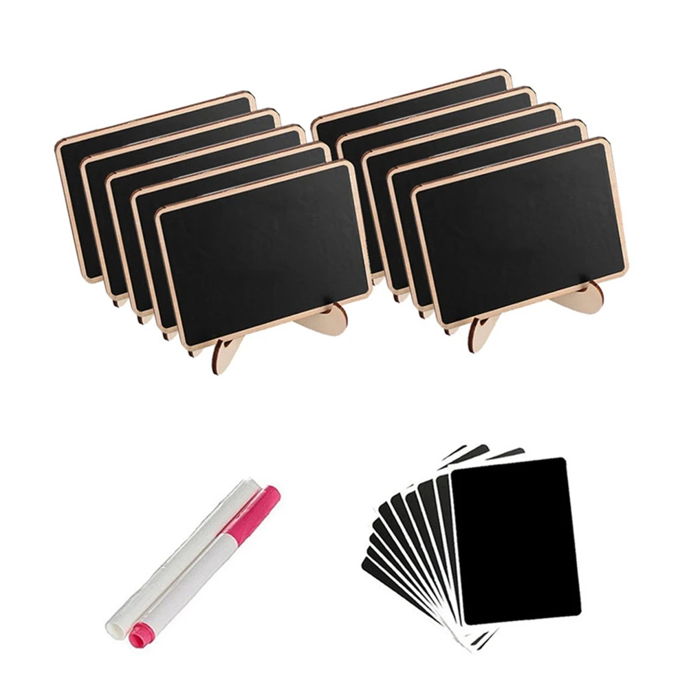 10pcs Mini Chalkboards With Holders Wooden Reusable For Wedding Party Home Decoration Blackboard Pen Set