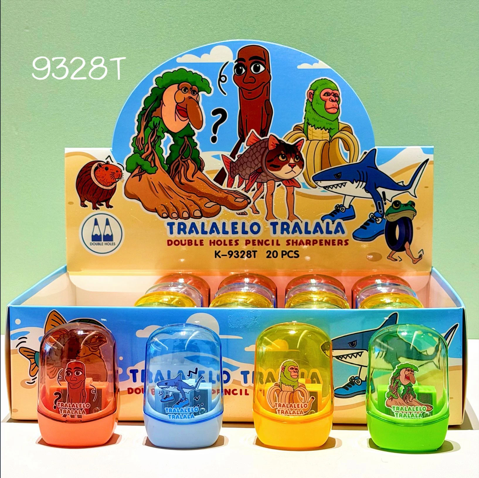6/20pcs AI Brainrot Press New model pencil sharpener cute student pen sharpener pencil sharpener stationery supplies