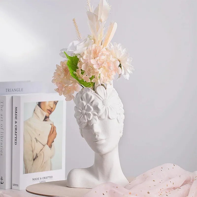 

Nordic creative human body ceramic vase white simple home ornament creative ins style European light luxury high sense