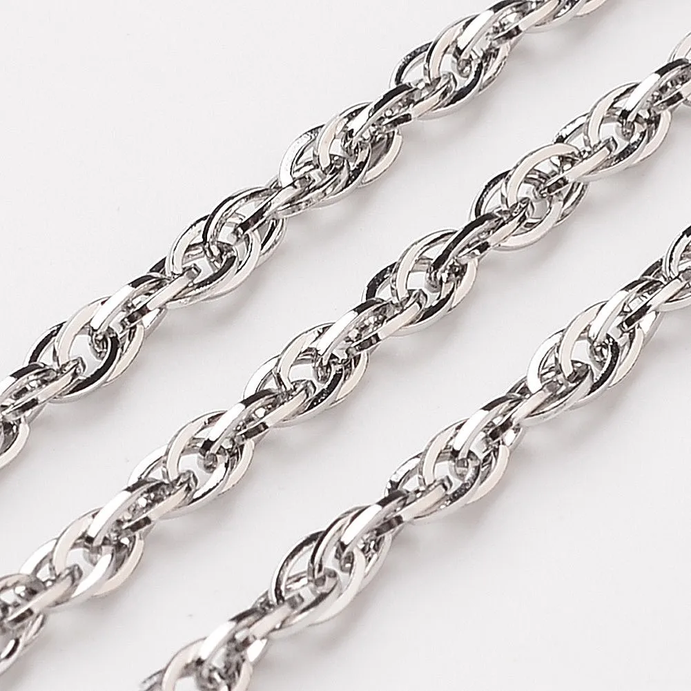 

10M/Roll 3mm Tarnish Resistant 304 Stainless Steel Rope Chains Soldered Stainless Steel Color for DIY Jewelry Necklace Bracelet