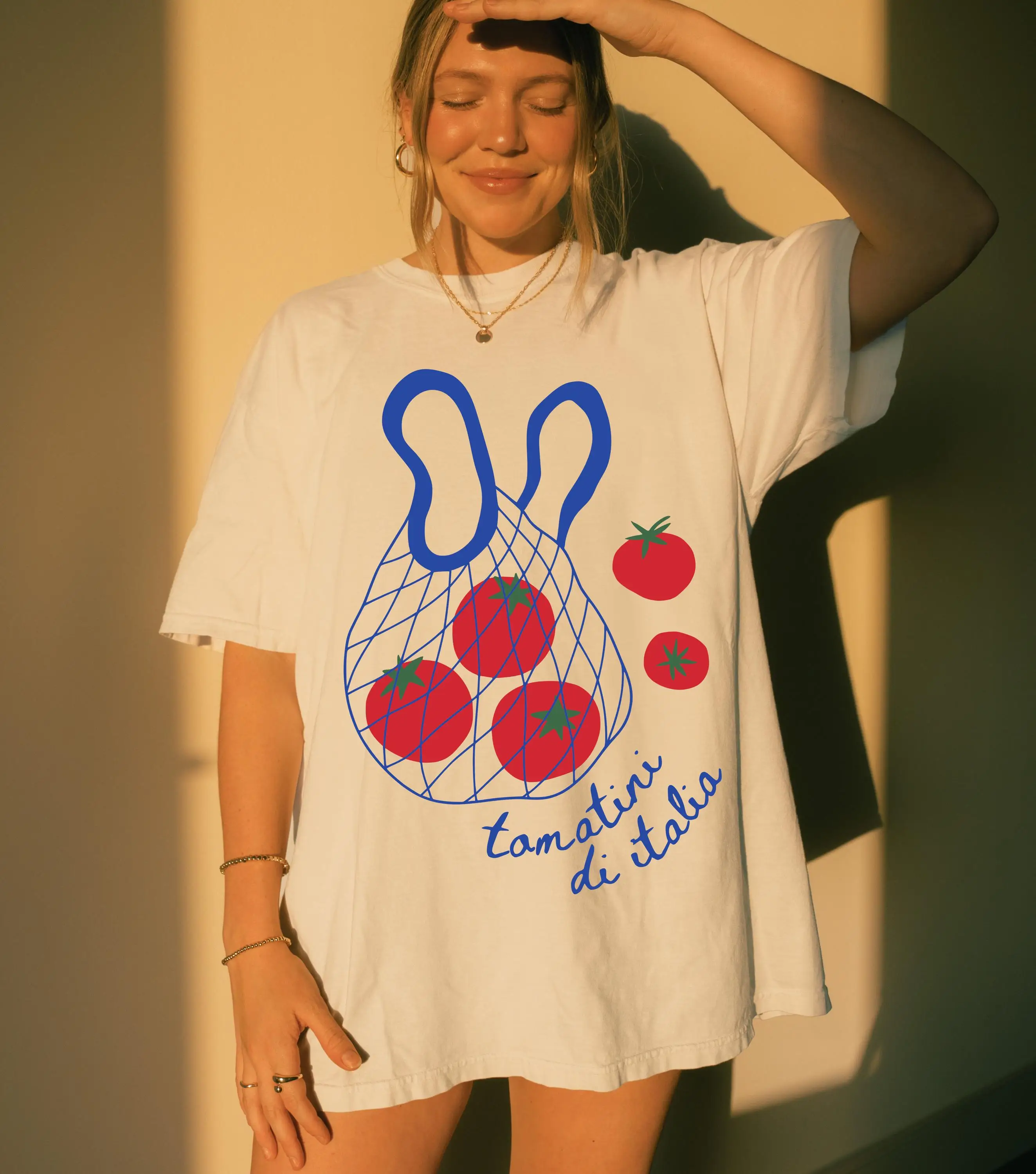 T-shirt vintage italien taille plus pour femme, en coton respirant, élégant, polyvalent, style streetwear, coupe oversize