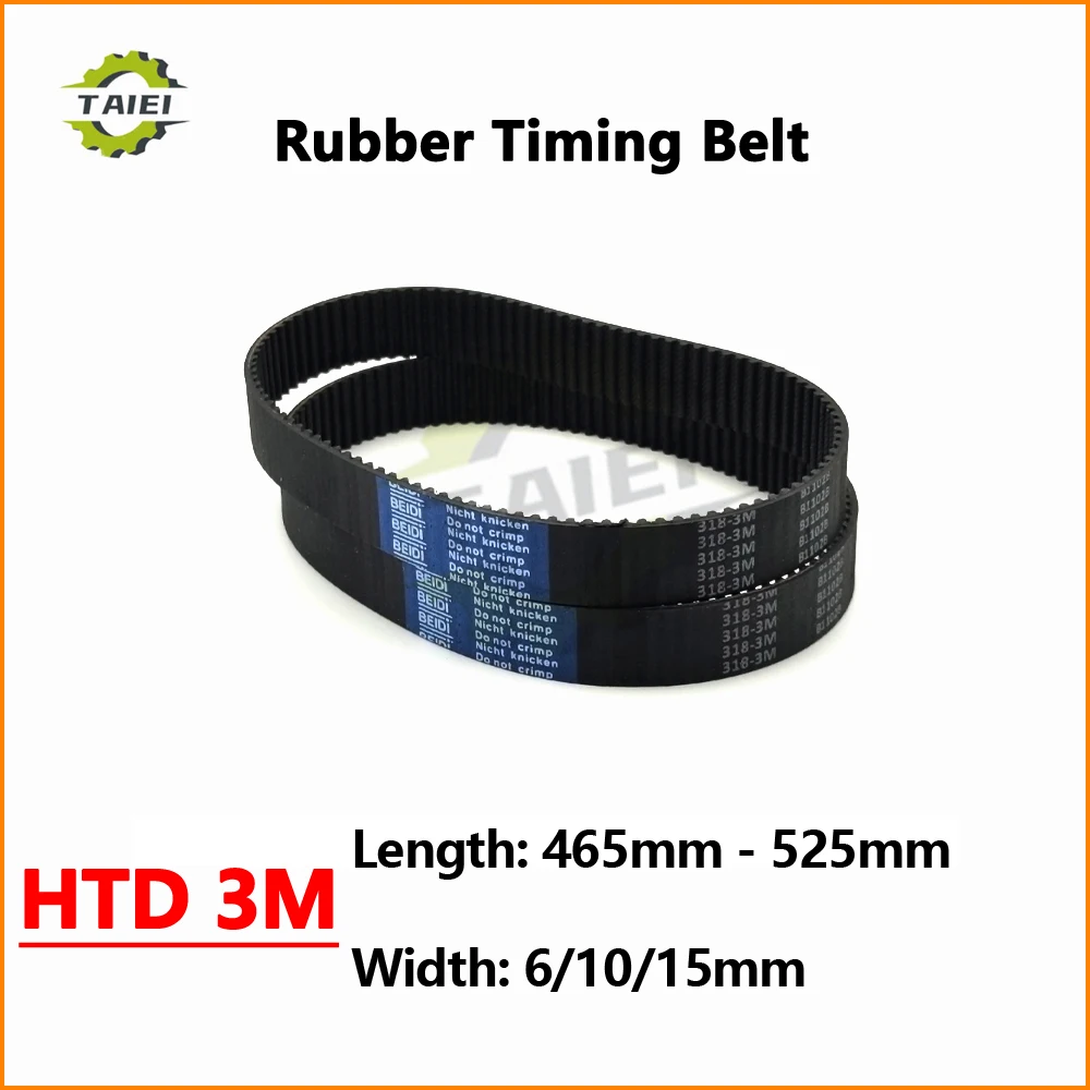 

HTD 3M Timing Belt Length 465 468 471 474 477 480 483 486 489 492 495 498 501 504 507 510 513 516 519 522 525mm Width 6/10/15mm