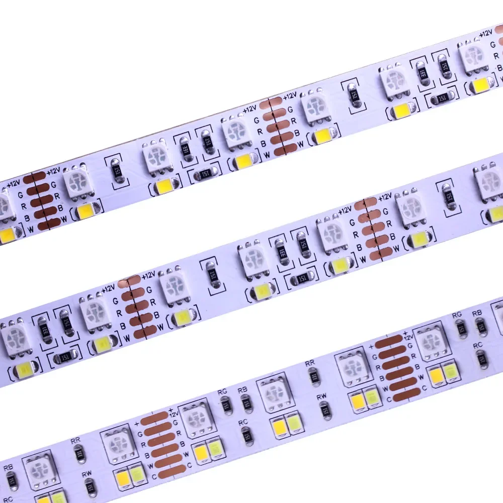 Taśma LED RGBW RGBCCT 5050 RGB + 2835 ciepły biały/biały 12V elastyczne światło dwurzędowe 120/180 leds/m 5m dwurzędowe taśmy LED