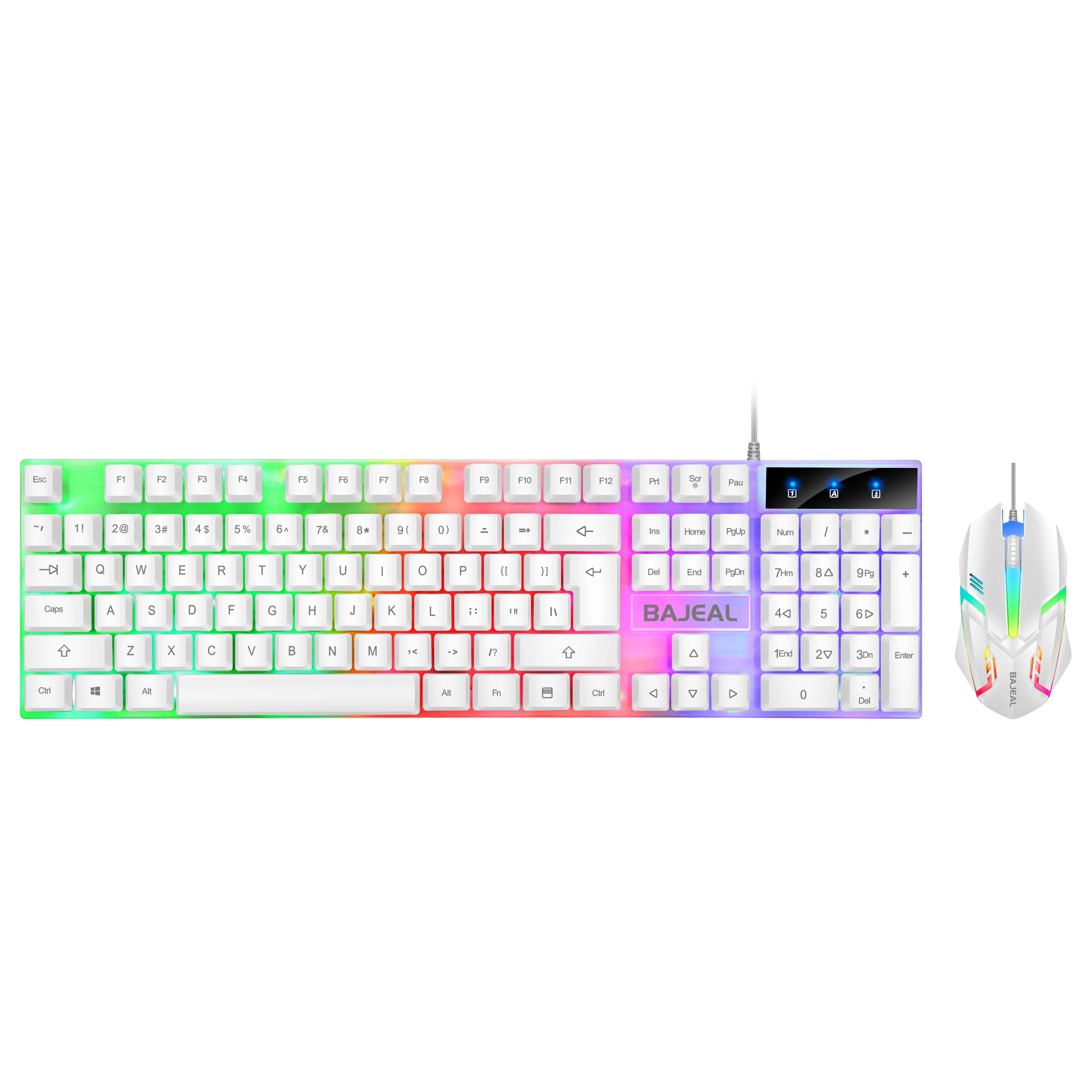 

BAJEAL T350 luminous usb keyboard and mouse set computer game mechanical feel suspension rainbow backlight