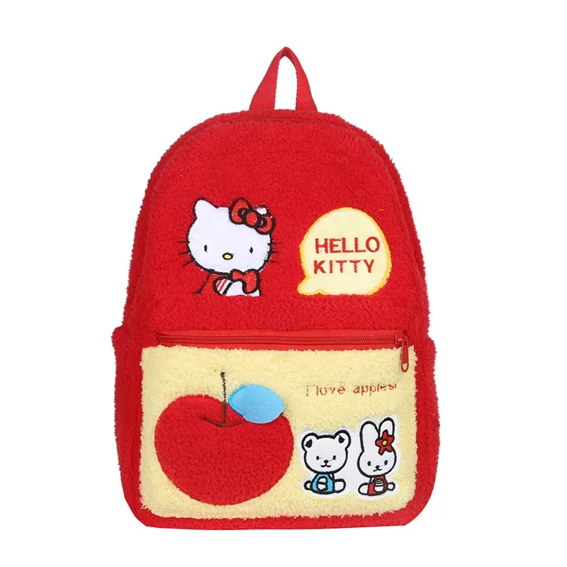 Sanrio Hello Kitty, милый мультяшный плюшевый износостойкий рюкзак, новая повседневная школьная сумка с сердечком для девочек, детская школьная сумка