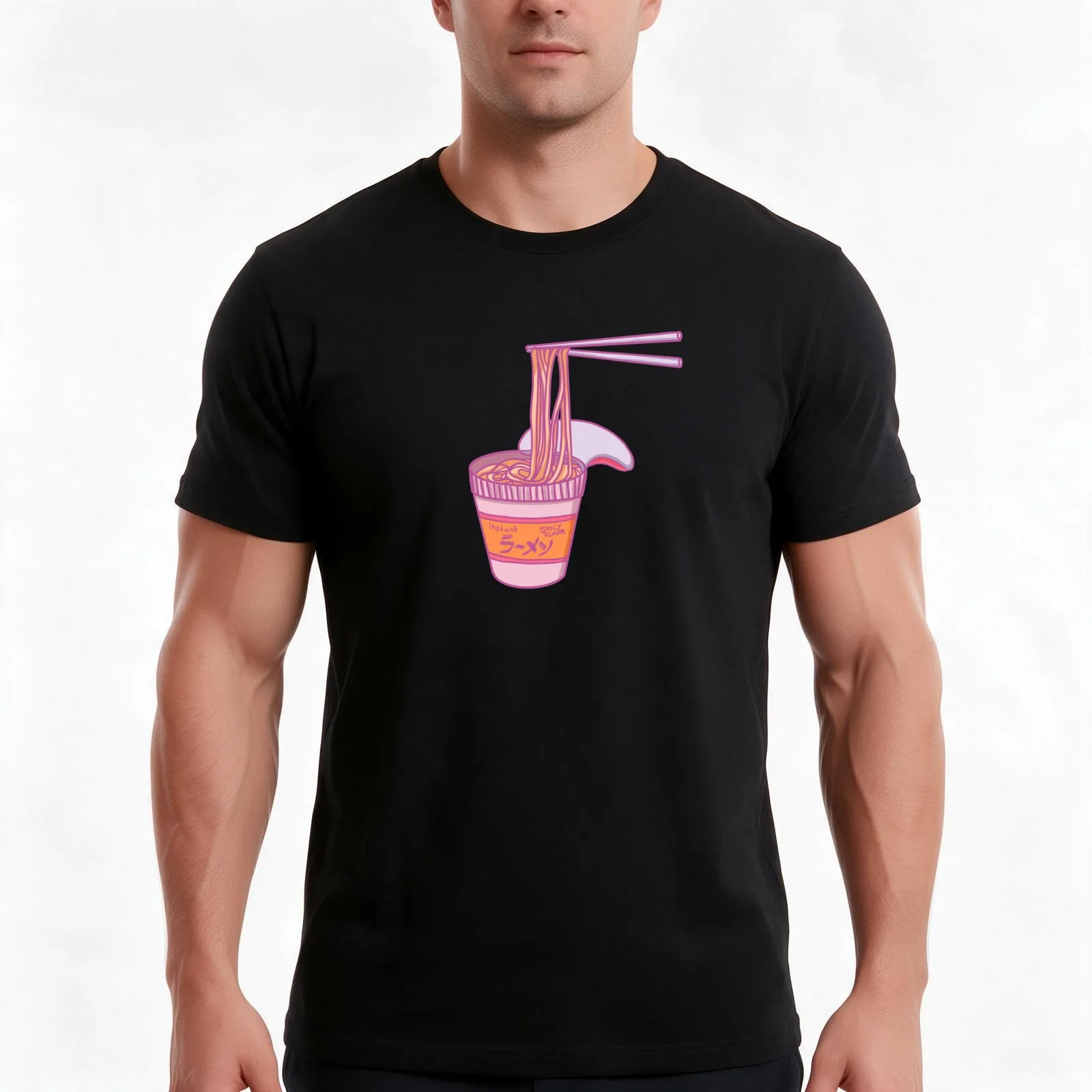 Niedliches T-Shirt mit Instant-Ramen-Spicy-Geschmack, lässiges Sommer-Baumwoll-T-Shirt, Oversized-Streetwear-Oberteile, Vintage-Grafikdruck, 100 % Baumwolle